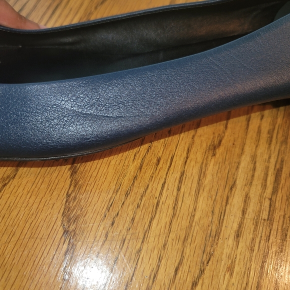 Gucci Round Toe Navy Blue Genuine Leather Silver GG Logo Flat Loafers Shoes - Picture 7 of 13